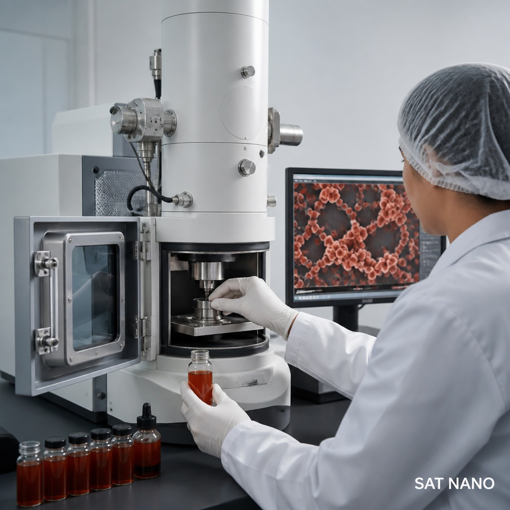 Dispersione di nanopolveri di Fe₂O₃ (ossido di ferro (III)) e osservazione al microscopio elettronico - Protocollo operativo